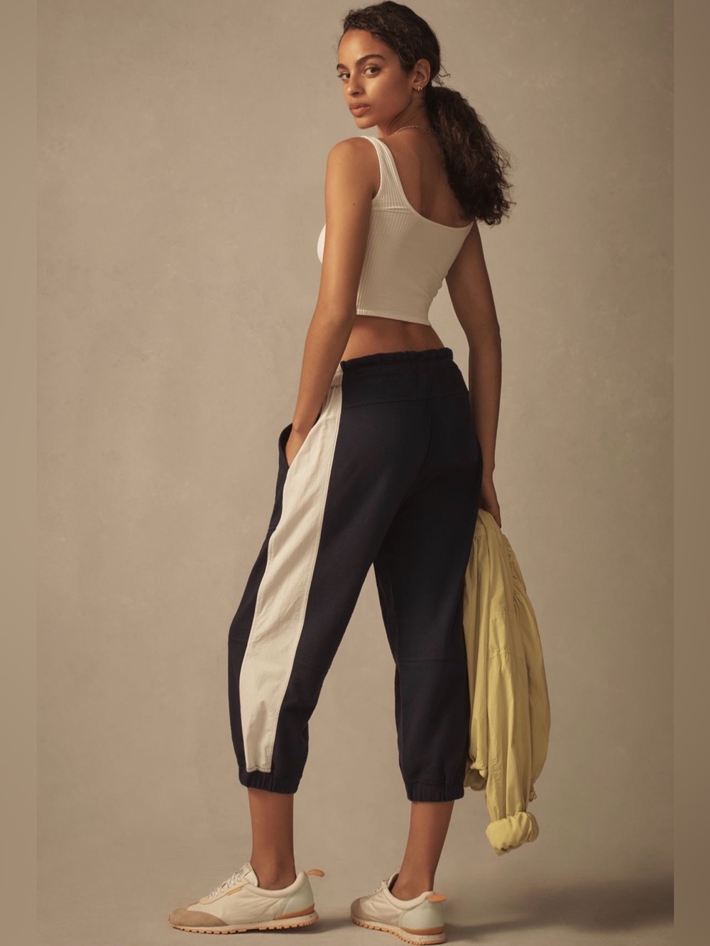 Anthropologie Navy Track Joggers with White Side Stripe - Picture 3 of 11